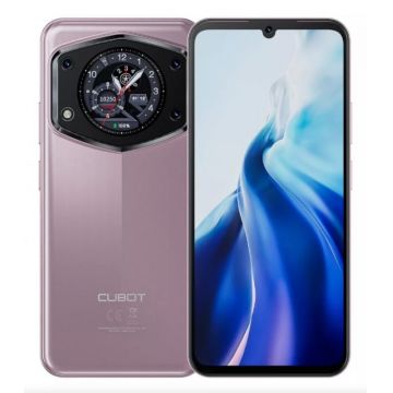 Telefon mobil Cubot A30, Roz, 4G, 6.745 HD+ 90Hz, Dual Screen, 16GB RAM (6GB+10GB extensibili), 128GB ROM, Android 14, Unisoc T616, 48MP, 5100mAh, Face ID, Dual SIM