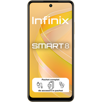 Telefon mobil X6525 SMART 8 Conexiune 4G  Ecran 6.56inch Octa Core Memorie 3GB 64GB 5000mAh Shiny Gold