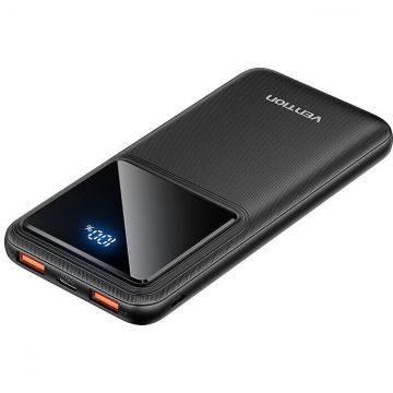 Vention Baterie externa Vention FHKB0, 10000mAh, Micro-USB, USB-C, 2xUSB-A, 22.5W Negru