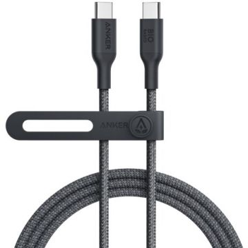 Anker Cablu alimentare si date Anker, USB Type-C (T) la USB Type-C (T), 1.8m 140W, invelis nylon bio, negru