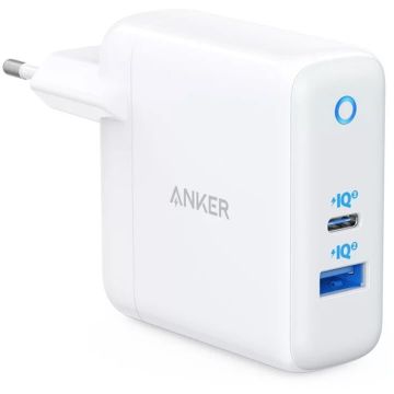 Anker Incarcator retea Anker PowerPort PD+ 2, USB-C, USB-A, 35W, Alb-Gri