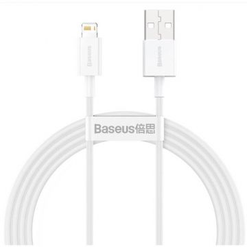 BASEUS Cablu Date si Incarcare Baseus, Superior Series CALYS-B02, USB la tip Lightning, 1.5 m, 2.4A, Alb