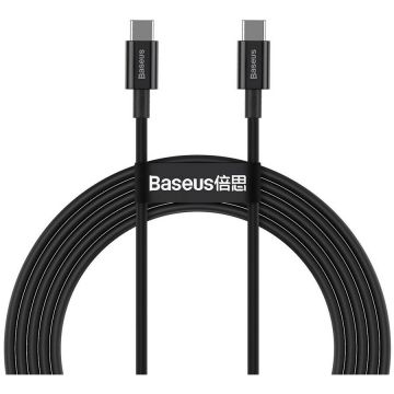 BASEUS Cablu Date si Incarcare Baseus, Superior Series CATYS-C01, USB Type-C la USB Type-C, 2m, 100W, Negru