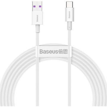 BASEUS Cablu Date si Incarcare Baseus USB la USB Type-C Superior Series, 2 m, 66W, CATYS-A02, Alb