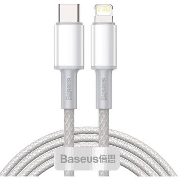 BASEUS Cablu Date si Incarcare Baseus USB Type-C la tip Lightning, 2 m, 20W,CATLGD-A02, Alb