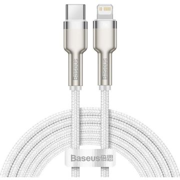 BASEUS Cablu de date, Baseus, Tip USB-C la Lightning, 20 W, 2 m, alb