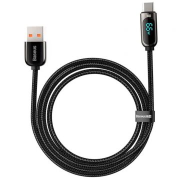 BASEUS Cablu de Date USB la Type-C 66W, 2m, Baseus Display, Negru