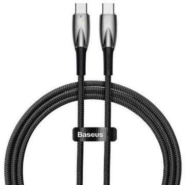 BASEUS Cablu incarcare/transfer Baseus Glimmer 2xUSB Type-C, Fast Charge, Negru