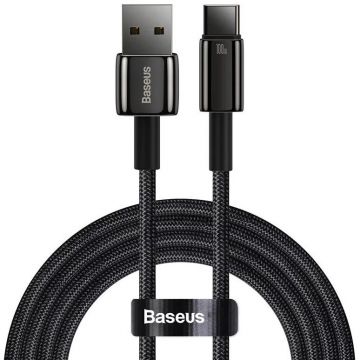 BASEUS Cablu USB - USB-C Baseus Tungsten Gold, 100W, 2m, Negru