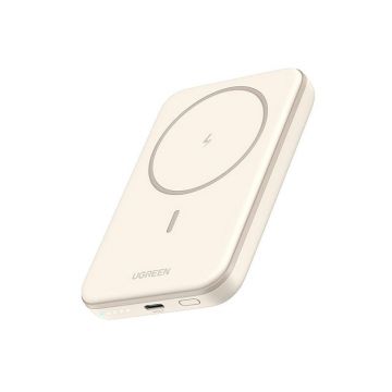 Baterie externa Wireless UGREEN Magnetic Power Bank PB561, 10000mAh, 20W, Incarcare bidirectionala, Atasare magnetica Beige