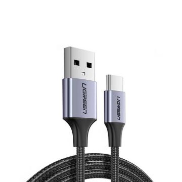 Cablu de incarcare si date UGREEN USB-A 2.0 to USB-C Cable Nickel Plating Aluminum Braid, USB-A la USB-C, 2 m, Negru