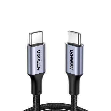 Cablu de incarcare si date UGREEN USB-C Cable Aluminum Case with Braided, USB-C la USB-C, 1 m, Negru