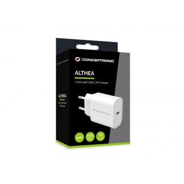 CONCEPTRONIC ALTHEA07W 1-Port 20W USB-C PD Charger, 40.2 x 43.5 x 26 mm