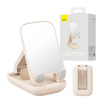 Folding Phone Stand Baseus with mirror (beige)