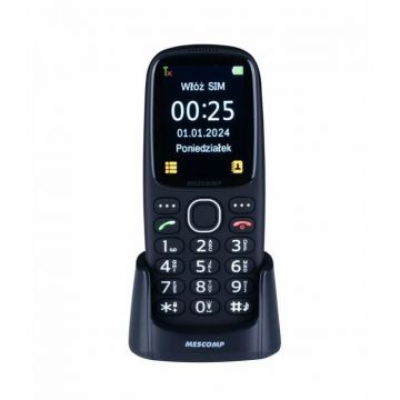 Mesmed Telefon mobil Mescomp MT-166 Edgar, Elegant, destinat seniorilor, 4G, Negru