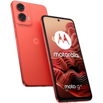 Smartphone Motorola Moto G35, 128GB, 4GB RAM, Dual SIM, 5G, Tri-Camera, Guava Red