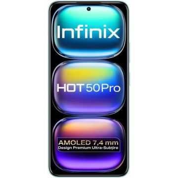 Telefon Infinix Hot 50 Pro, 256GB, 8GB RAM, Dual SIM, 4G, Glacier Blue