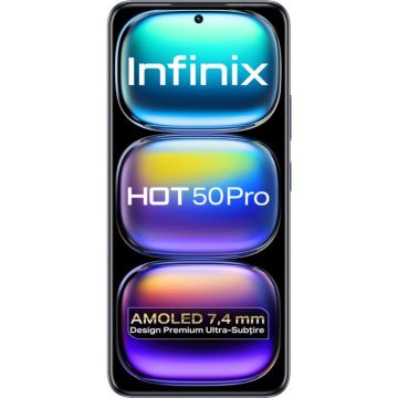 Telefon Infinix Hot 50 Pro, 256GB, 8GB RAM, Dual SIM, 4G, Sleek Black