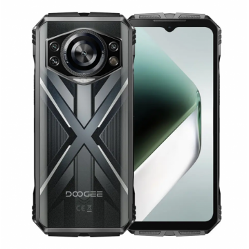 Telefon mobil Doogee S Cyber Pro, Argintiu, 5G, 6.6 FHD+ 120Hz IPS, AI Foto, 32GB RAM(12GB+20GB extensibili), 512GB ROM, 100MP+8MP+32MP, 20MP Night Vision, Android 14, Helio G100, 10800mAh, Dual SIM