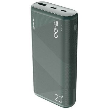 TRACER Baterie externa Kori, Tracer, 20000mAh, Quick Charge 3.0, USB-C, 135x70x25mm, Verde inchis