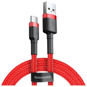 BASEUS CABLU alimentare si date Baseus Cafule, Fast Charging Data Cable pt. smartphone, USB la USB Type-C 3A, 1m, rosu