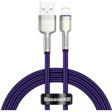 BASEUS CABLU alimentare si date Baseus Cafule Metal, Fast Charging Data Cable pt. smartphone, USB la Lightning Iphone, 2.4A, braided, 1m, Violet