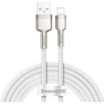 BASEUS CABLU alimentare si date Baseus Cafule Metal, Fast Charging Data Cable pt. smartphone, USB la Lightning Iphone 2.4A, braided, 2m, alb