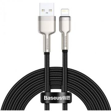 BASEUS CABLU alimentare si date Baseus Cafule Metal, Fast Charging Data Cable pt. smartphone, USB la Lightning Iphone 2.4A, braided, 2m, negru