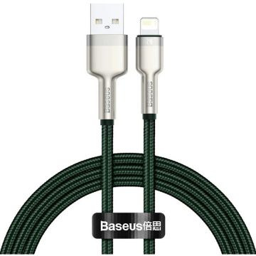 BASEUS CABLU alimentare si date Baseus Cafule Metal, Fast Charging Data Cable pt. smartphone, USB la Lightning Iphone 2.4A, braided, 2m, verde