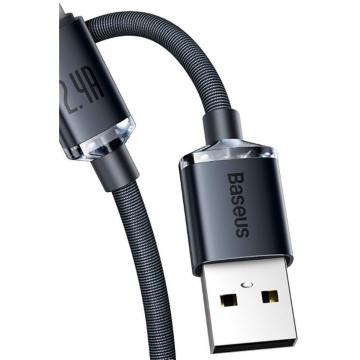 BASEUS CABLU alimentare si date Baseus Crystal Shine, Fast Charging Data Cable pt. smartphone, USB la Lightning Iphone 2.4A, 2m, negru