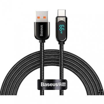 BASEUS CABLU alimentare si date Baseus Display, Fast Charging Data Cable pt. smartphone, USB la USB Type-C 66W, braided, 1m, negru