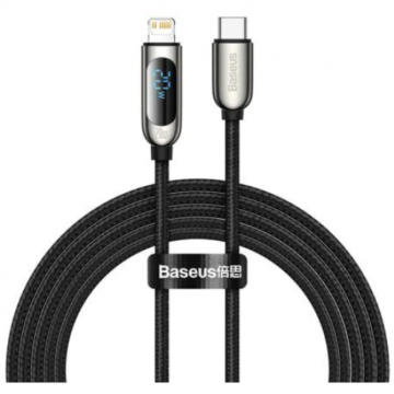 BASEUS CABLU alimentare si date Baseus Display, Fast Charging Data Cable pt. smartphone, USB Type-C la Lighting iPhone 20W, braided, 1m, negru