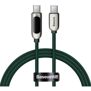 BASEUS CABLU alimentare si date Baseus Display, Fast Charging Data Cable pt. smartphone, USB Type-C la USB Type-C 100W, braided, display, 1m,verde