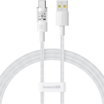 BASEUS CABLU alimentare si date Baseus Glimmer, Fast Charging Data Cable pt. smartphone, USB la USB Type-C 100W, 1m, alb