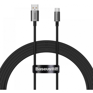 BASEUS CABLU alimentare si date Baseus Superior, Fast Charging Data Cable pt. smartphone, USB la USB Type-C 100W, 2m, negru