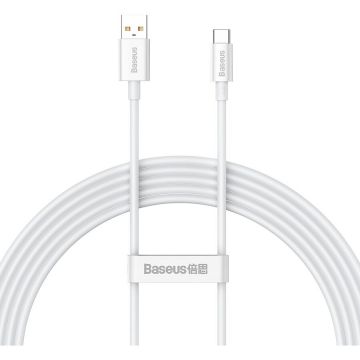 BASEUS CABLU alimentare si date Baseus Superior, Fast Charging Data Cable pt. smartphone, USB la USB Type-C 100W, braided, 2m, alb