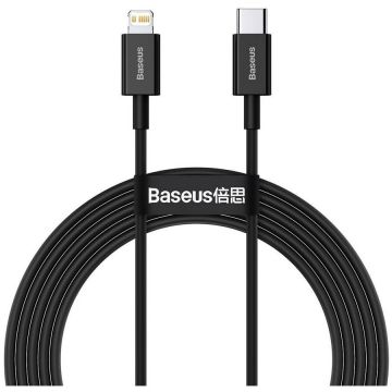 BASEUS CABLU alimentare si date Baseus Superior, Fast Charging Data Cable pt. smartphone, USB Type-C la Lightning Iphone PD 20W, 2m, negru