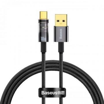 BASEUS CABLU alimentare si date Baseus Superior SUPERVOOC, Fast Charging Data Cable pt. smartphone, USB la USB Type-C, 65W, 1m, negru