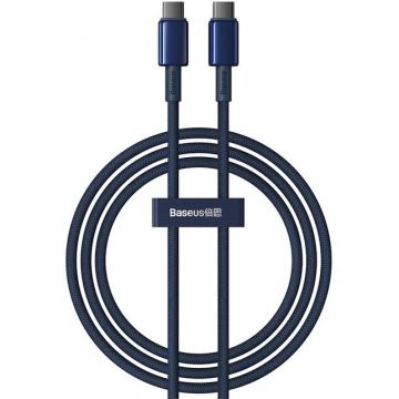 BASEUS CABLU alimentare si date Baseus Tungsten, Fast Charging Data Cable pt. smartphone, USB Type-C la USB Type-C 100W, 1m, albastru