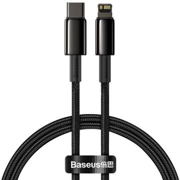 BASEUS CABLU alimentare si date Baseus Tungsten Gold,Fast Charging Data Cable pt. smartphone,USB la Lightning 20W, braided,2m rezistent zgarieturi,negru