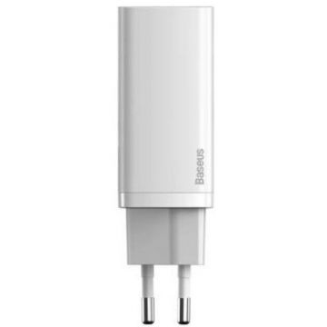 BASEUS INCARCATOR retea Baseus GaN2 Lite, Quick Charge 65W, 1 x USB 5V/3A, 1 x USB Type-C 5V/3A, alb