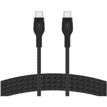 Belkin Cablu Belkin BOOST CHARGE PRO Flex USB-C catre USB-C 2.0, Silicon impletit, 2M, Negru