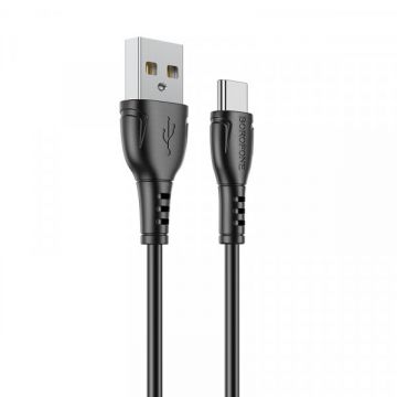 Borofone Cablu Date si Incarcare USB-A - USB-C, Borofone BX51 Triumph MP, 18W, 1m, Negru