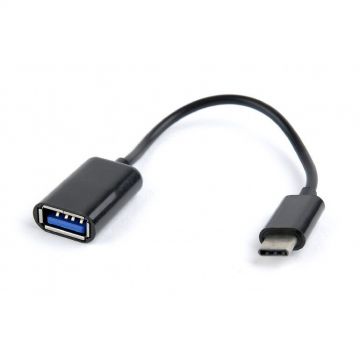 GEMBIRD Cablu Adaptor OTG Gembird, USB 2.0 Type-C (T) la USB 2.0 (M), 16cm, Negru, AB-OTG-CMAF2-01