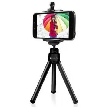 TECHLY Mini trepied Techly Selfie 020980, pentru smartphone și cameră digitală, Negru