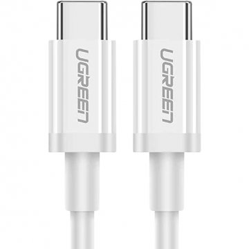 Ugreen CABLU alimentare si date Ugreen, US264, Fast Charging Data Cable pt. smartphone, USB Type-C la USB Type-C 60W/3A, nickel plating, PVC, 1.5m, alb