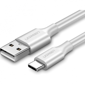 Ugreen CABLU alimentare si date Ugreen, US287, Fast Charging Data Cable pt. smartphone, USB la USB Type-C 3A, nickel plating, PVC, 0.25m, alb