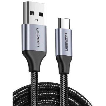 Ugreen CABLU alimentare si date Ugreen, US288, Fast Charging Data Cable pt. smartphone, USB 2.0 la USB Type-C 5V/3A, braided, 0.25m, negru