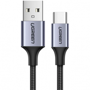 Ugreen CABLU alimentare si date Ugreen, US288, Fast Charging Data Cable pt. smartphone, USB la USB Type-C 3A, nickel plating, braided, 1m, negru