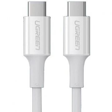 Ugreen CABLU alimentare si date Ugreen, US300, Fast Charging Data Cable pt. smartphone, USB Type-C la USB Type-C, 5A, 1m, alb